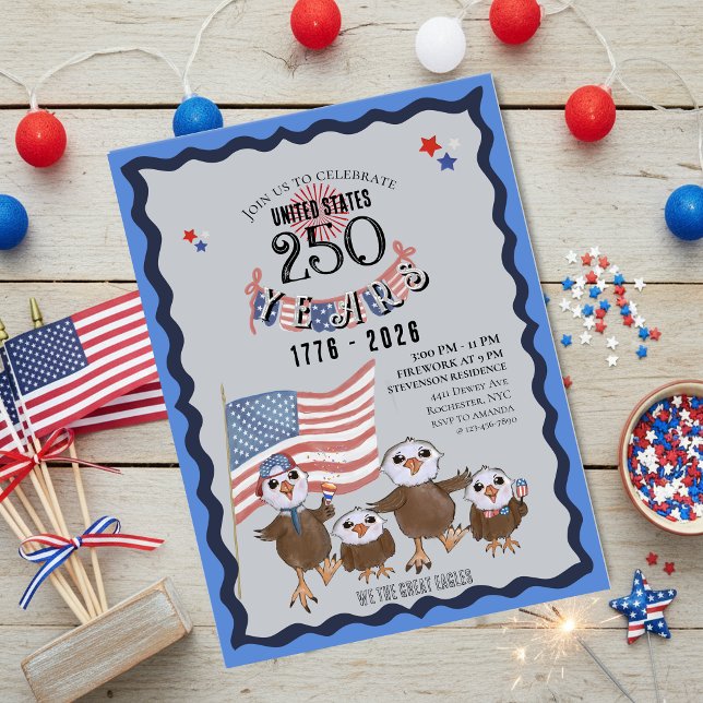 Celebração dos 250 anos dos EUA - Convite para a F (US 250th Celebration Great Eagle Family Invitation)