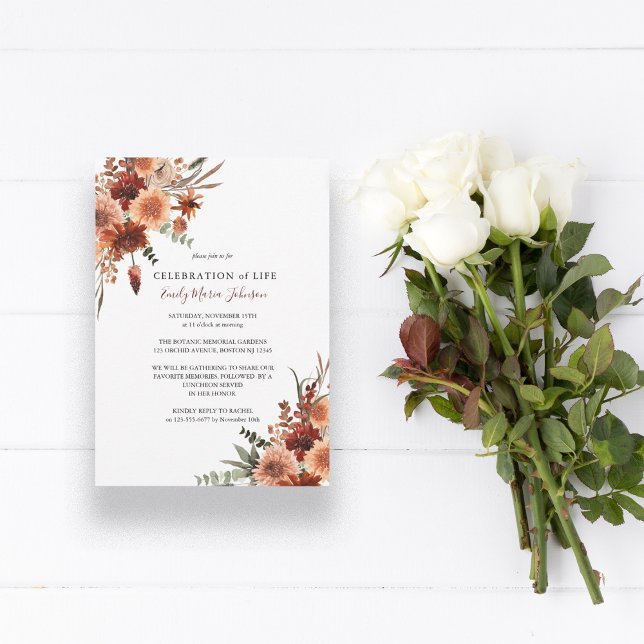 Celebração Funeral do Convite Life Terracotta (Criador carregado)