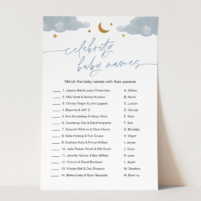 Celebração Nome do Bebê Twinkle Star Jogo do Chá d (Criador carregado)