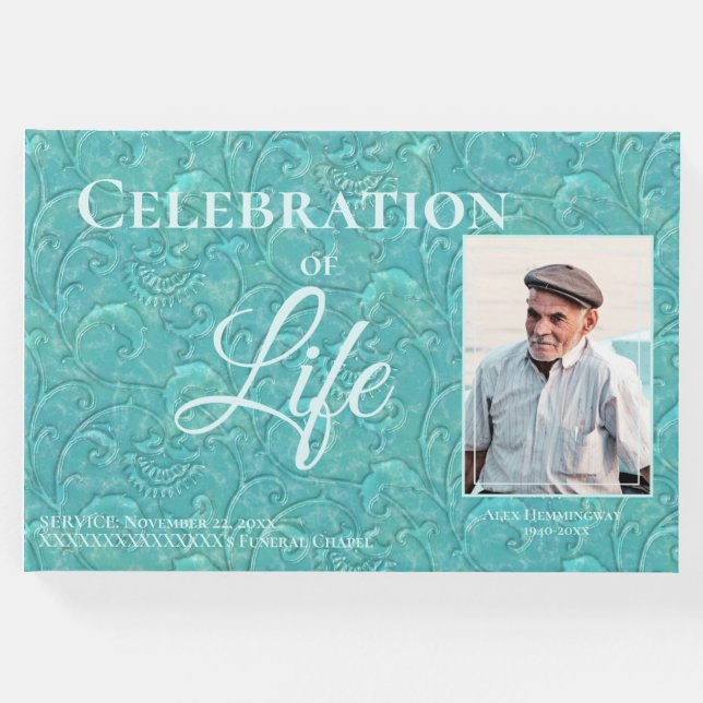 Celebração Teal Do Livro Convidado De Fotos Da Vid (Frente)