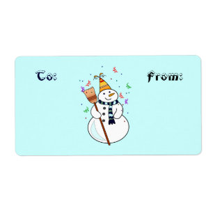Celebrando Etiquetas de Presente de Snowman