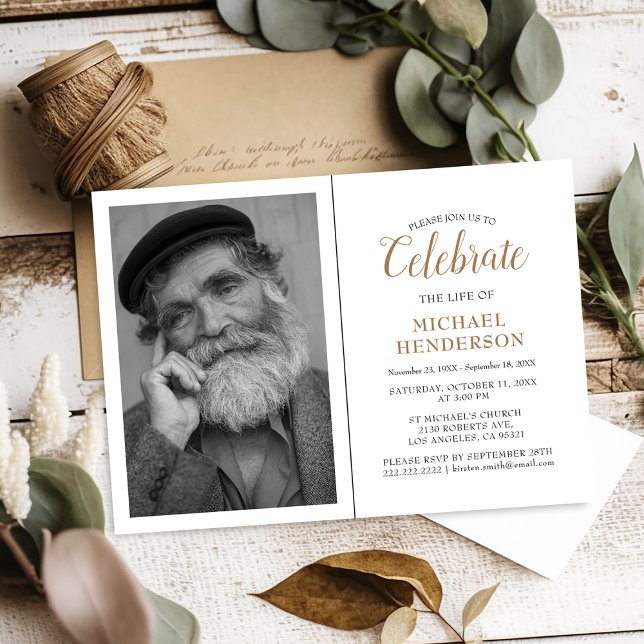 Celebrar A Vida De | Convite Memorial Funeral (Criador carregado)