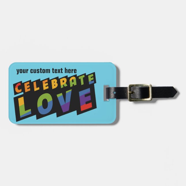 Celebrar com a etiqueta de bagagem personalizada d (Frente Horizontal)