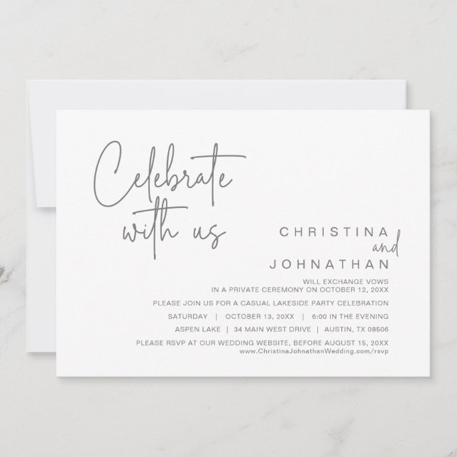 Celebrar conosco, Convite do Partido do Elopemento (Frente)