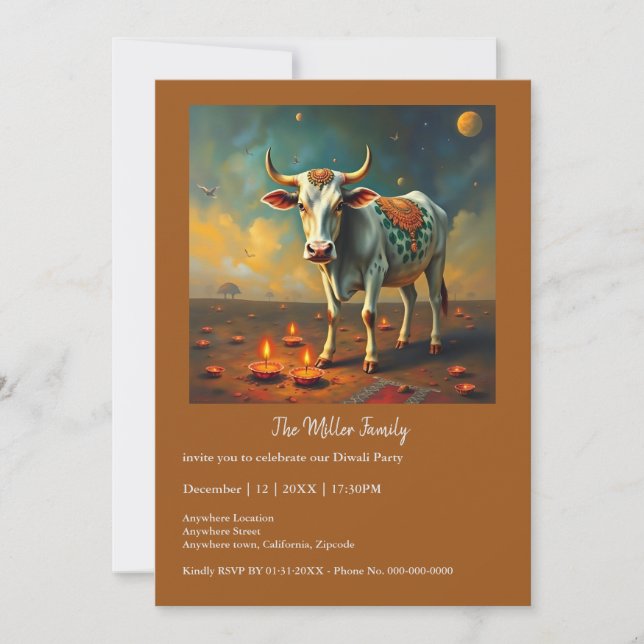 Celebrar Diwali Sagrado Vaca Diyas (Frente)