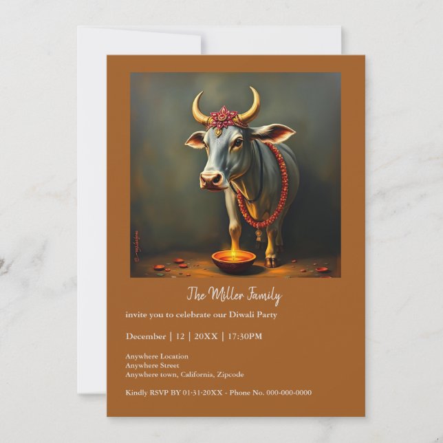 Celebrar Diwali Sagrado Vaca Diyas (Frente)