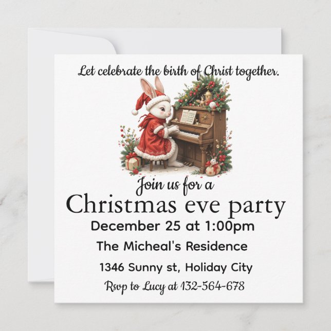 Celebrate Birth of Christ White Bunny Christmas (Frente)