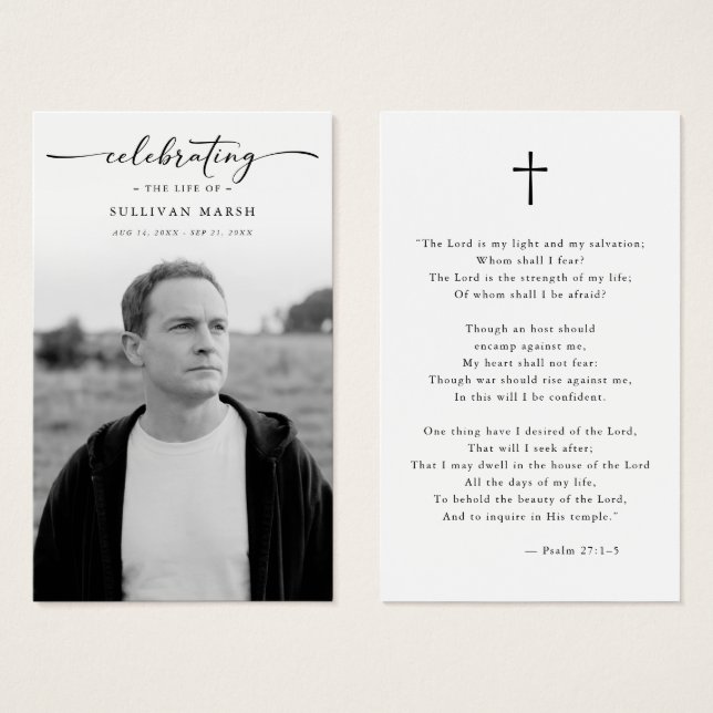 Celebrating Life Elegant Photo Funeral Prayer Card (Frente & Verso)
