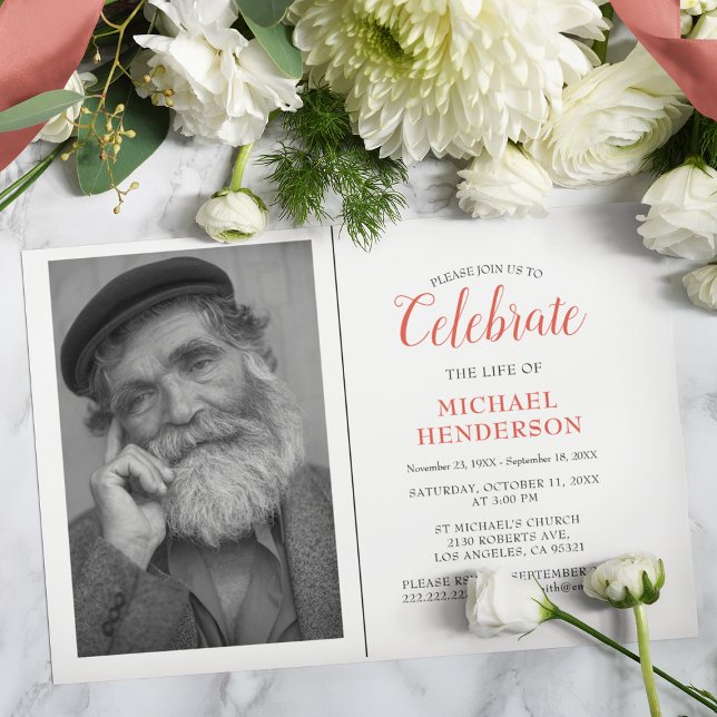 Celebre a Vida De | Convite de Funeral e Memória (Criador carregado)