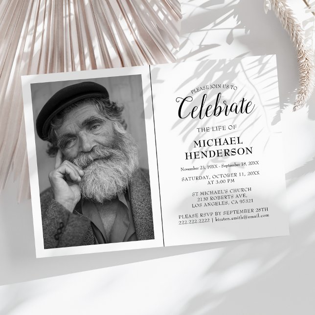 Celebre a Vida De | Convite de Funeral e Memória (Criador carregado)