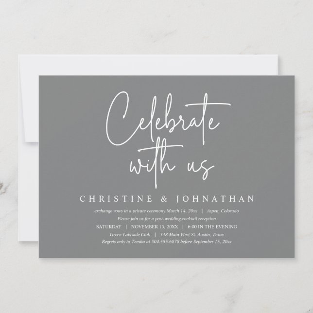 Celebre conosco, Convite de Elopamento de Casament (Frente)