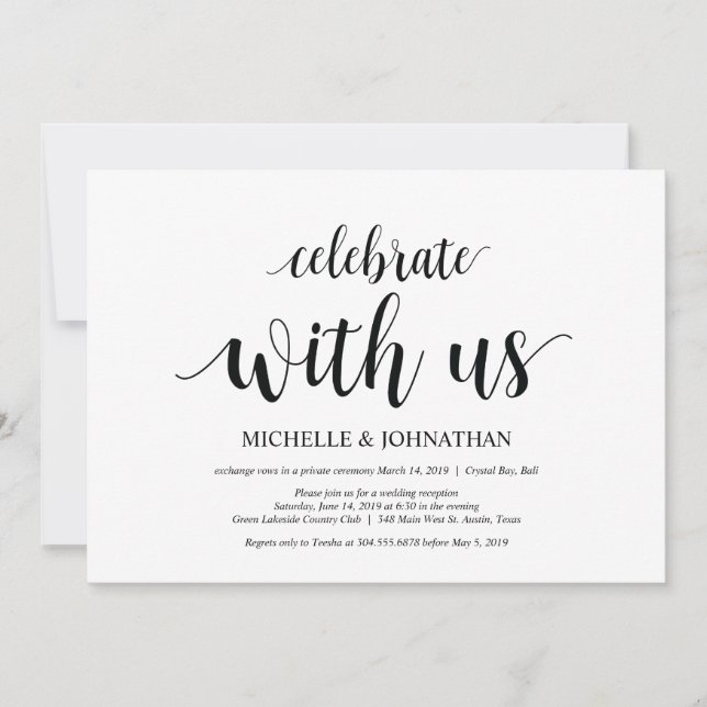 Celebre conosco, Convites de Casamento Íntimo (Frente)