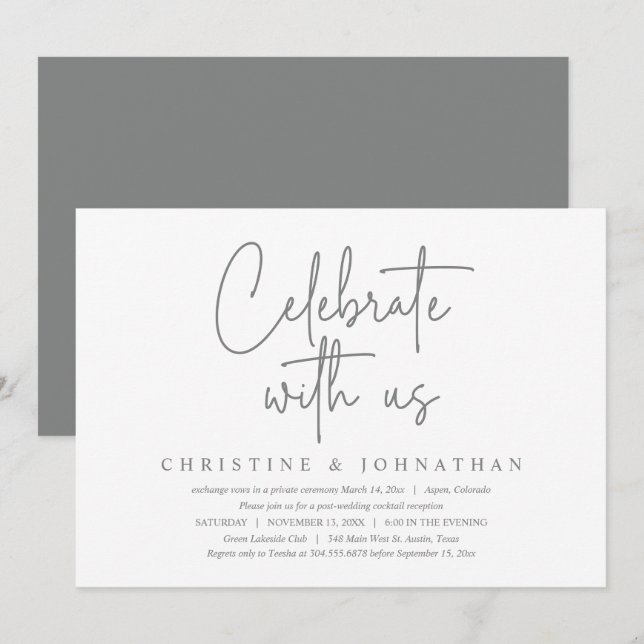 Celebre conosco, Festa de Casamento Íntimo Convite (Frente/Verso)