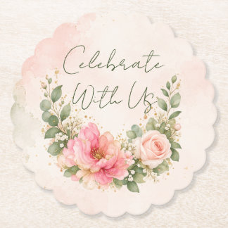 Celebre Conosco Rosa Floral WPaper Porta-Copos