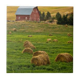Celeiro Vermelho, fardos de feno, Albion, Área de