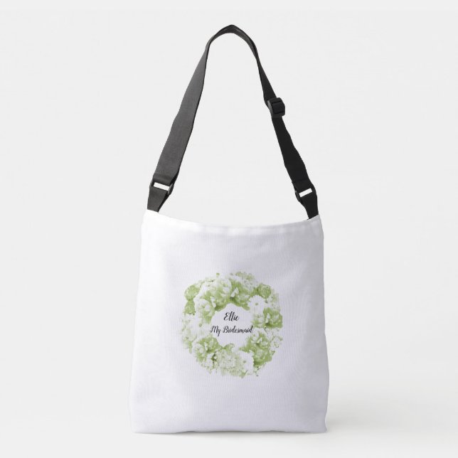 Celeron Verde Floral Wreath Bridesmaid Tote Bag (Frente)