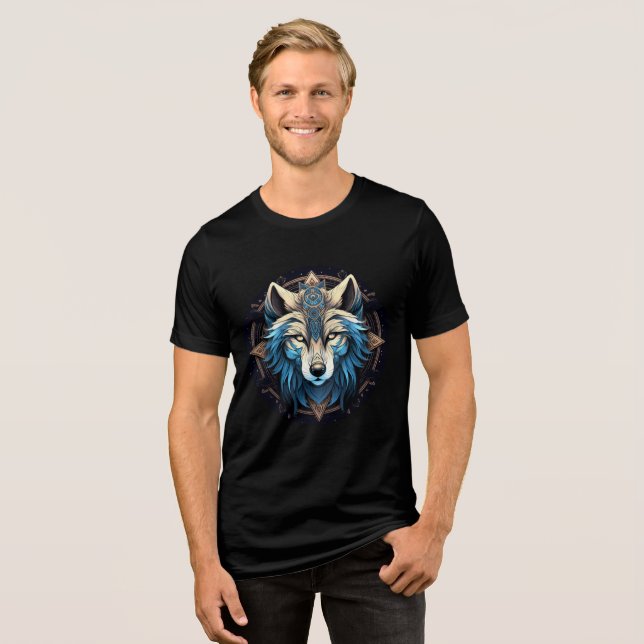 Celestial Blue Wolf with Sacred Symbols (Frente Completa)