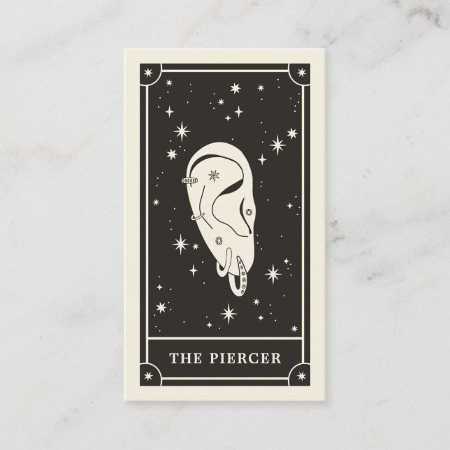 Celestial Boho Tarot piercer cartão de visita (Frente)
