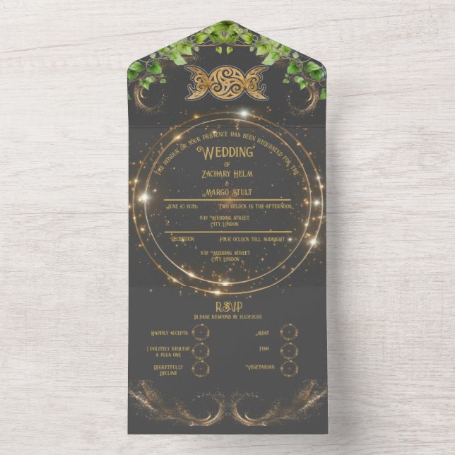 Celestial Botânico Dourado Sparkle Em Um Casamento (Inside)