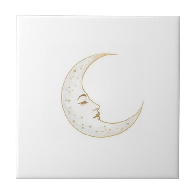 Celestial Crescent Moon Face Gold Silver White (Frente)