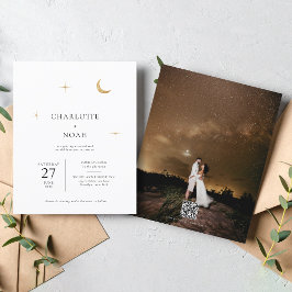 Celestial Dourada Lua Stars Foto Código QR Casamen