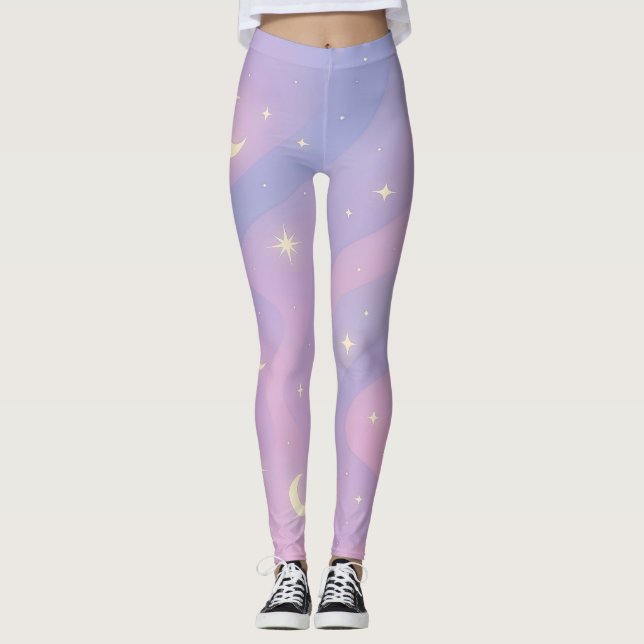 Celestial Dreamscape – Soft Pastel Galaxy Leggings (Frente)