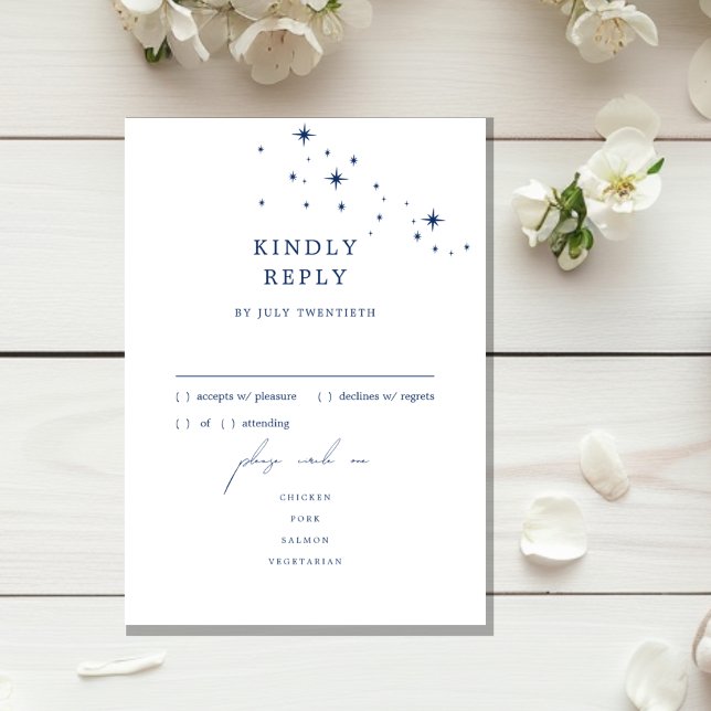 Celestial Elegant Wedding Menu RSVP Response Card (Criador carregado)