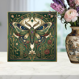 Celestial Emerald Butterfly Vintage Floral Art 