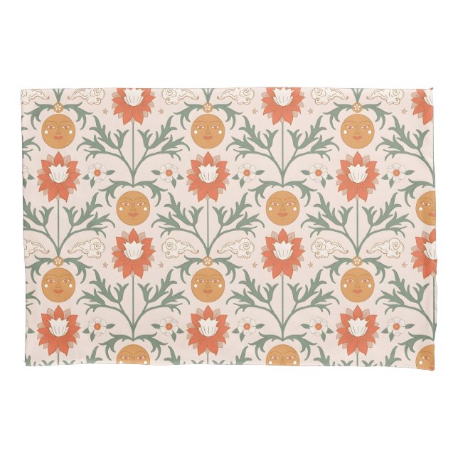 Celestial Floral Sunburst Seamless Pattern Design (Frente-Esquerda)