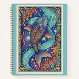 Celestial Koi Stream Zentangle Fantasy Journal
