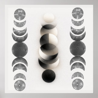 Celestial Moon Phases Triptych Poster | Abstract 
