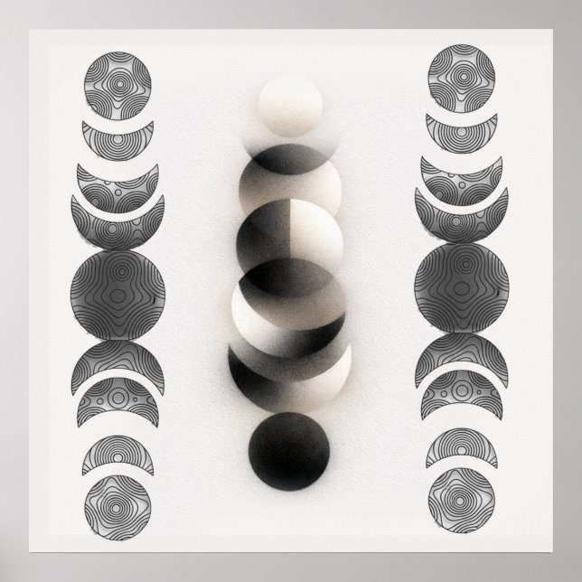 Celestial Moon Phases Triptych Poster | Abstract  (Frente)