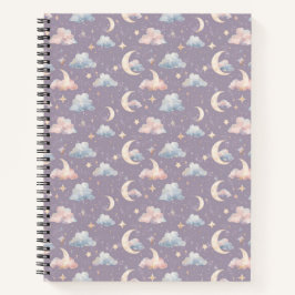 Celestial Moon Stars Clouds Watercolor Pastels