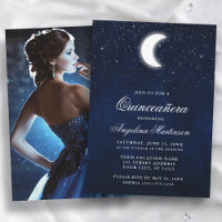 Celestial Moon Stars Foto Quinceanera Convite