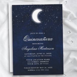 Celestial Moon Stars Quinceanera Convite