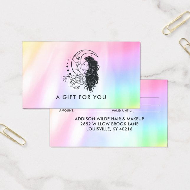 Celestial Mystic Moon Goddese Rainbow Gift Card (Escritótio)