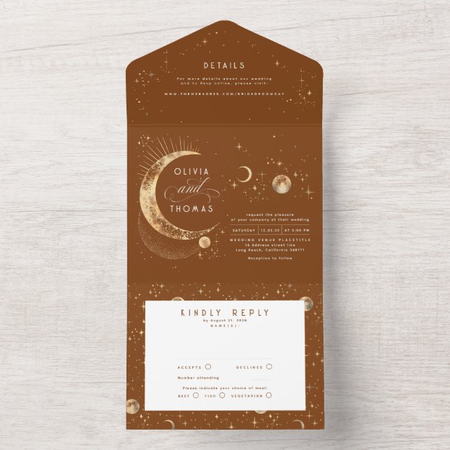Celestial Mystical Moon Stars Halo Wedding (Inside)