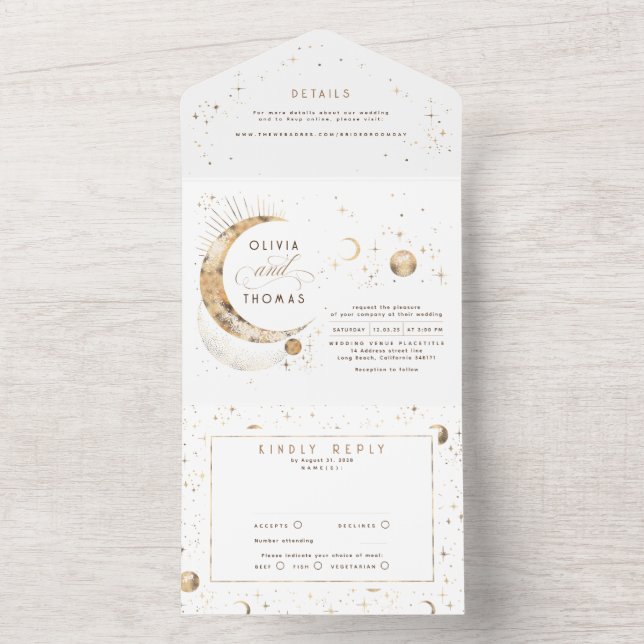 Celestial Mystical Moon Stars Halo Wedding (Inside)