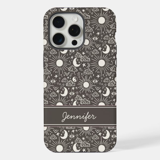 Celestial Sun & Moon Phone Case | Custom Name (Verso)