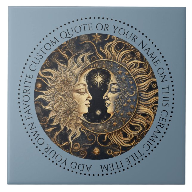 Celestial Sun Moon Stars Midnight Sky Personalizad (Frente)