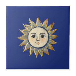 Celestial Sun with Face Gold and Dark Blue