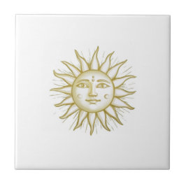Celestial Sun with Face Gold and White