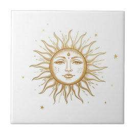 Celestial Sun with Face Gold and White