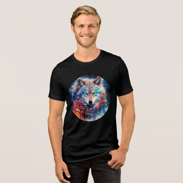 Celestial Wolf with Temple and Galaxy Sky (Frente Completa)