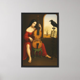 Cellist Woman enquadrou Canvas Wall Art
