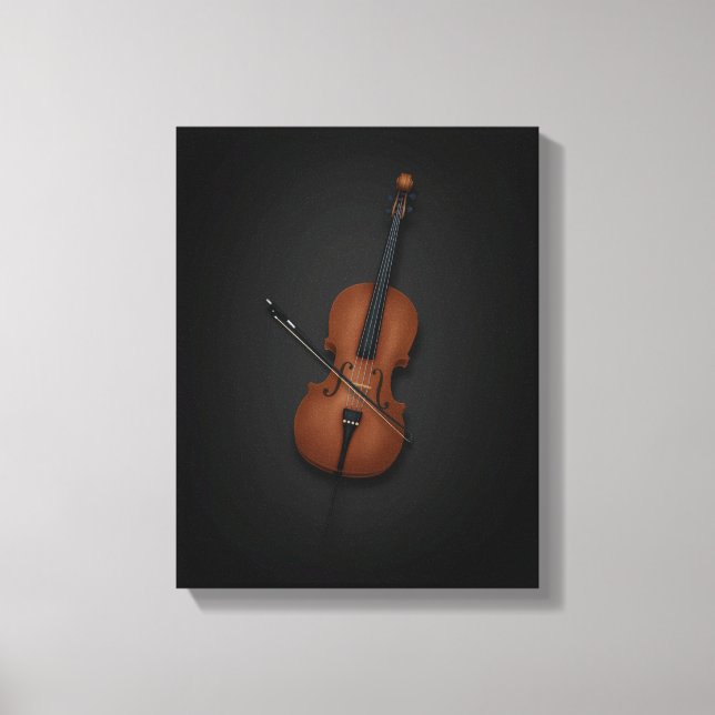 Cello e Arco lado a lado na Canvas preta 11x14 (Frente)