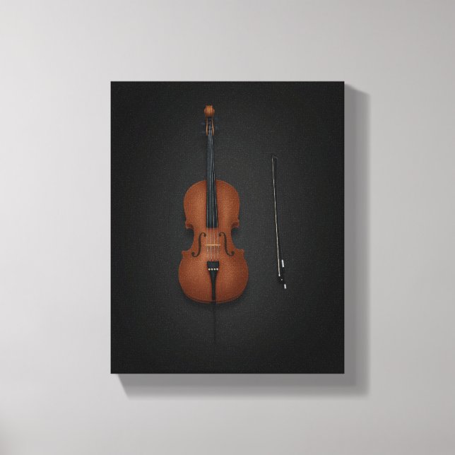 Cello e Arco lado a lado na Canvas preta 8x10 (Frente)