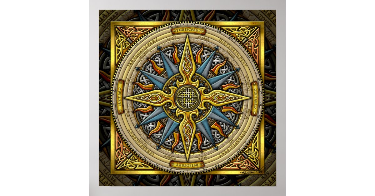 Celtic Compass FIne Art Poster | Zazzle Brasil