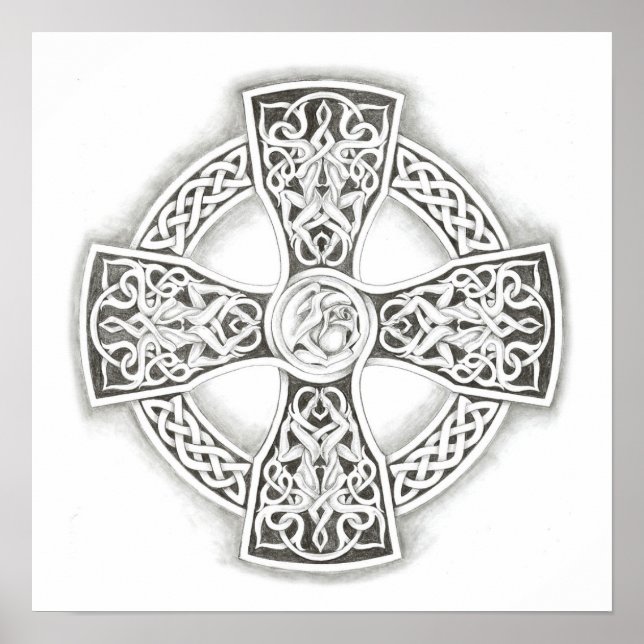Celtic Cross Irish Poster Fine Art Impressão (Frente)