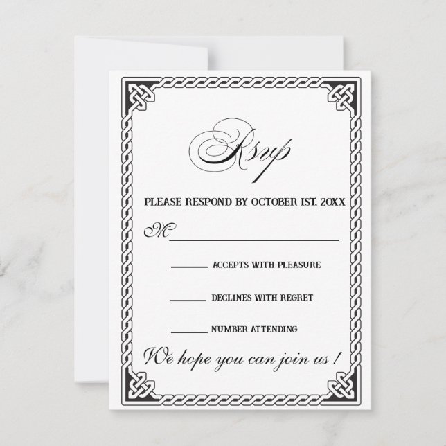 Celtic Frame Wedding RSVP Card (Frente)